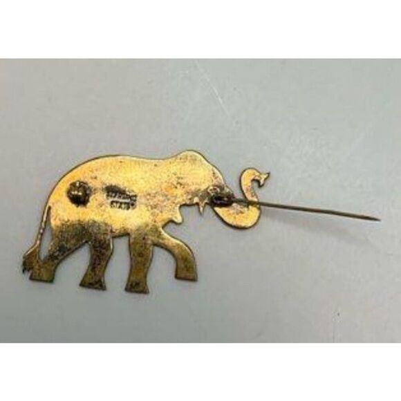 VINTAGE ENAMEL STERLING SILVER SIAM BLUE ELEPHANT BROOCH PIN - Picture 5 of 6